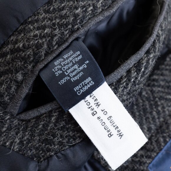 J.Crew Yorkshire Tweed Coat by Moon Charcoal Herringbone Wool Overcoat Size 42 - Picture 12 of 12